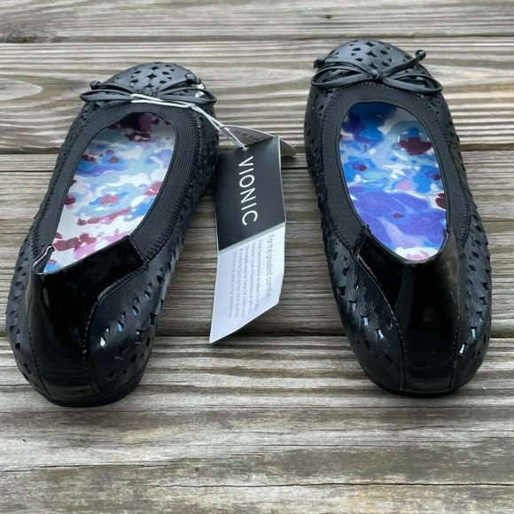 Vionic Women Shoes Black Leather Upper ORTHAHEEL Sandal Bow Ballet Size 5US 36EU - Picture 7 of 9